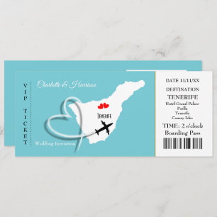 Ticket Boarding Pass Wedding Destination Tenerife Kaart