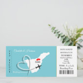 Ticket Boarding Pass Wedding Destination Tenerife Kaart (Staand voorkant)