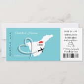 Ticket Boarding Pass Wedding Destination Tenerife Kaart (Voorkant)