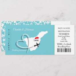 Ticket Boarding Pass Wedding Destination Tenerife Kaart