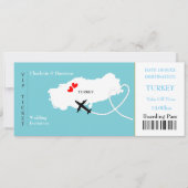 Ticket Boarding Pass Wedding Destination Turkey Kaart (Voorkant)