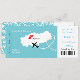 Ticket Boarding Pass Wedding Destination Turkey Kaart