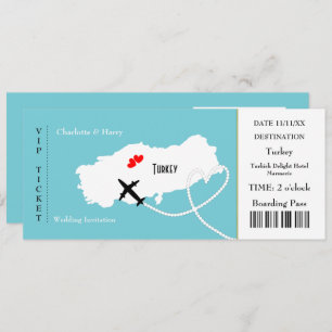 Ticket Boarding Pass Wedding Destination Turkey Kaart