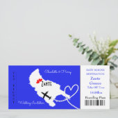 Ticket Boarding Pass Wedding Destination Zante Kaart (Staand voorkant)