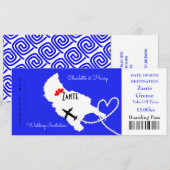 Ticket Boarding Pass Wedding Destination Zante Kaart (Voorkant / Achterkant)