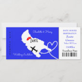 Ticket Boarding Pass Wedding Destination Zante Kaart (Voorkant)