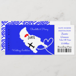 Ticket Boarding Pass Wedding Destination Zante Kaart