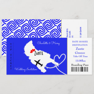 Ticket Boarding Pass Wedding Destination Zante Kaart