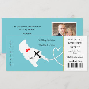 Ticket Boarding Pass Wedding Destination Zante Kaart