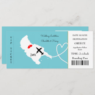 Ticket Boarding Pass Wedding Destination Zante Kaart
