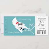 Ticket Boarding Pass Wedding Destination Zante Kaart (Voorkant)