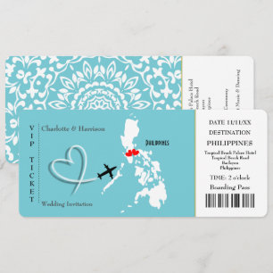 Ticket Boarding Pass Wedding Filipijnen Kaart