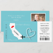 Ticket BoardingPass Wedding Destination California Kaart (Voorkant / Achterkant)