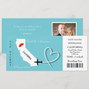 Ticket BoardingPass Wedding Destination California Kaart