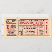  Ticket Bokshandschoenen Bar Mitzvah Rood Kaart (Voorkant)