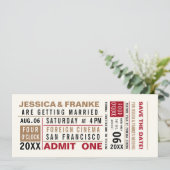  Ticket Brown Save the Date Invitation (Staand voorkant)