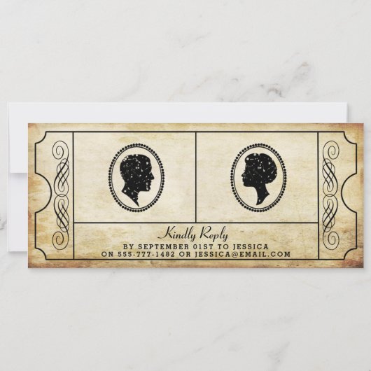 ticket bruiloft repetitie dineruitnodiging kaart (Achterkant)