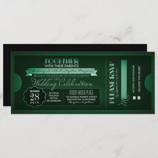  ticket bruiloft uitnodigingen (Voorkant / Achterkant)