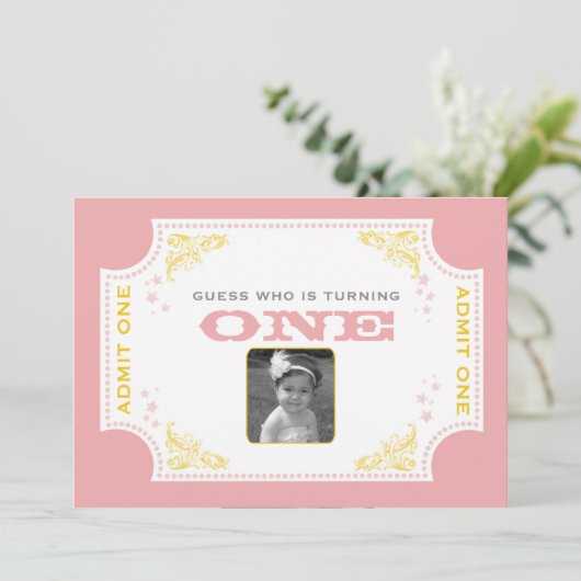 Ticket Circus Birthday Uitnodiging (Staand voorkant)