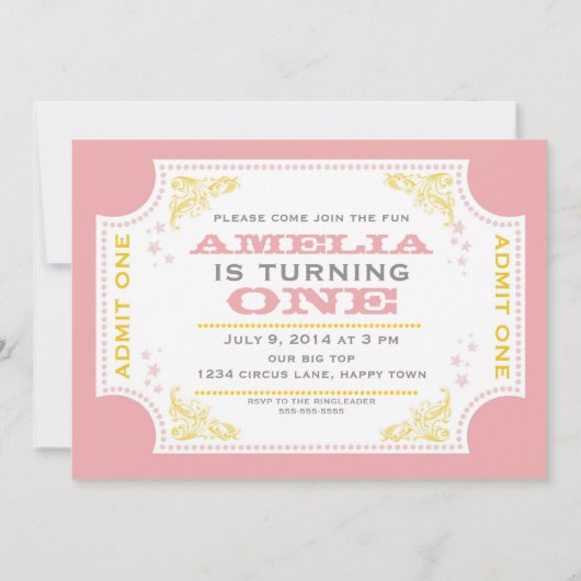 Ticket Circus Birthday Uitnodiging (Achterkant)