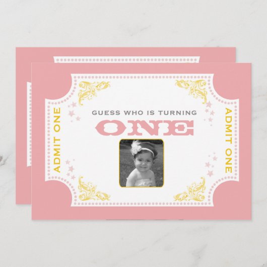 Ticket Circus Birthday Uitnodiging (Voorkant / Achterkant)