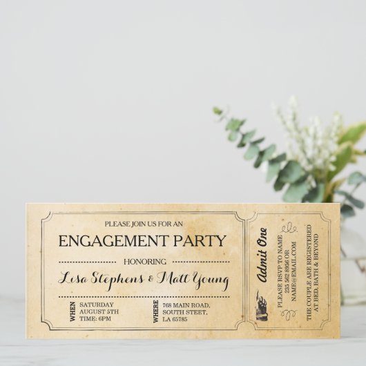 Ticket Couples van de Partij van de overeenkomst R Kaart (Staand voorkant)