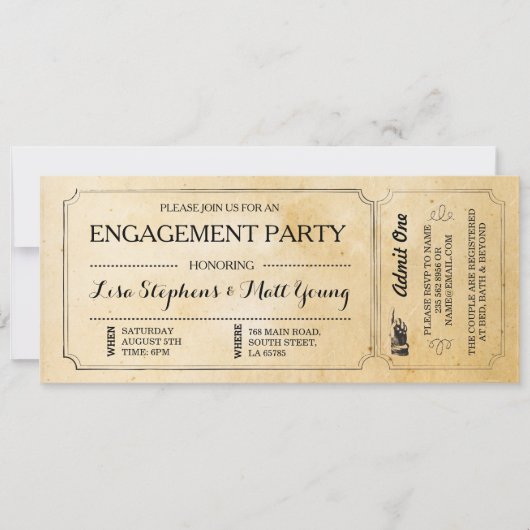 Ticket Couples van de Partij van de overeenkomst R Kaart (Voorkant)