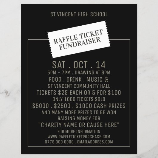 Ticket Design, Raffle Ticket Fundraiser Event Flyer (Voorkant)