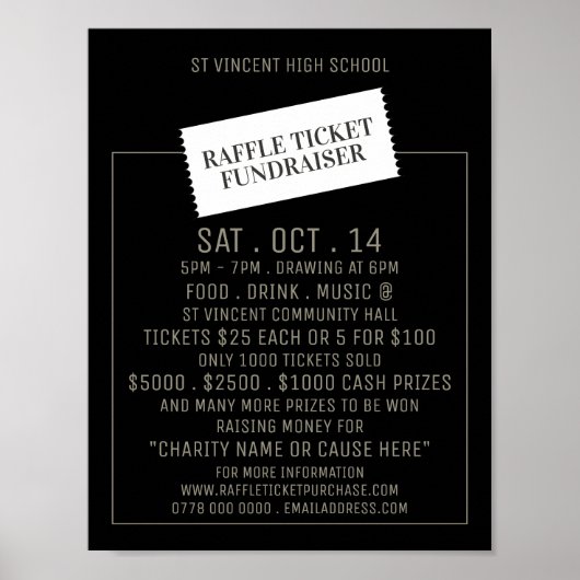 Ticket Design, Raffle Ticket Fundraiser Event Poster (Voorkant)