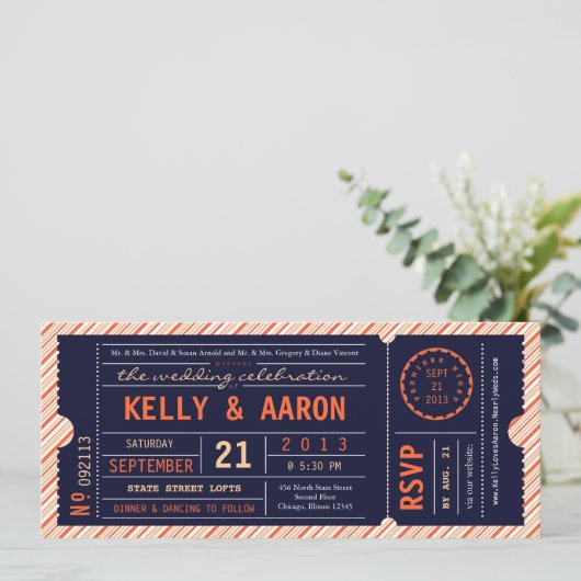 Ticket Diagonaal Stripe Weddenschap Kaart (Staand voorkant)