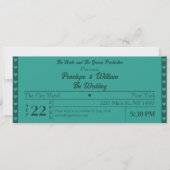Ticket Eenvoudige Retro Stijl Groene Bruiloft Kaart (Voorkant)