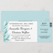 Ticket Green Palm Destination Wedding RSVP Kaart (Voorkant / Achterkant)