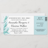 Ticket Green Palm Destination Wedding RSVP Kaart (Voorkant)