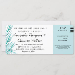 Ticket Green Palm Destination Wedding RSVP Kaart