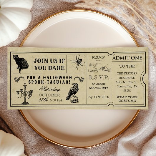  ticket Halloween Party Invitation Kaart