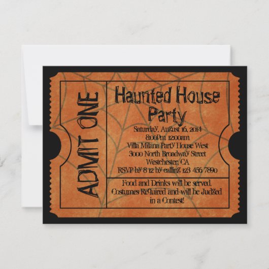 Ticket Haunted House Halloween Kaart (Voorkant)