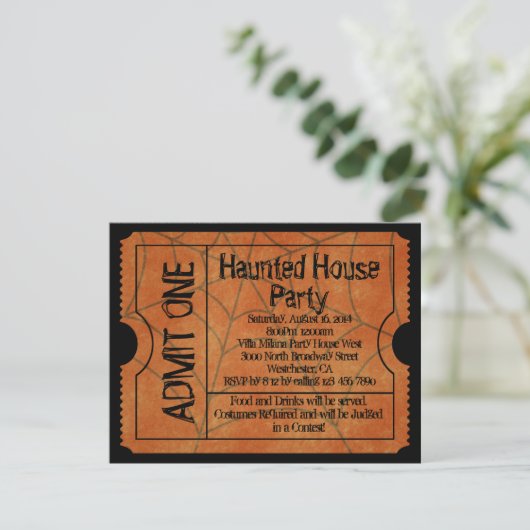  Ticket Haunted House Halloween Kaart (Staand voorkant)