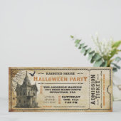 Ticket I van de Haunted House Halloween Party Kaart (Staand voorkant)