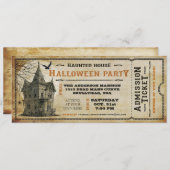 Ticket I van de Haunted House Halloween Party Kaart (Voorkant / Achterkant)