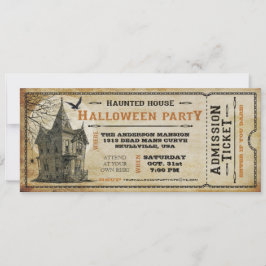 Ticket I van de Haunted House Halloween Party Kaart
