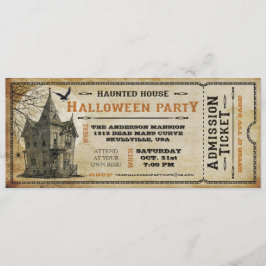 Ticket I van de Haunted House Halloween Party Kaart