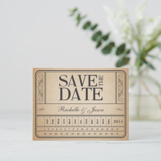 Ticket II — Sla de datumstempel op Aankondigingskaart (Staand voorkant)