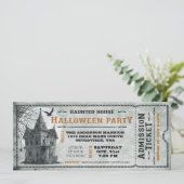 Ticket II van de  Haunted House Halloween Party Kaart (Staand voorkant)