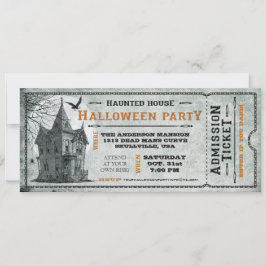 Ticket II van de  Haunted House Halloween Party Kaart