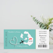 Ticket Instapass Huwelijk Bestemming Santorini Kaart (Staand voorkant)