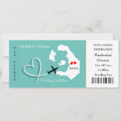 Ticket Instapass Huwelijk Bestemming Santorini Kaart (Voorkant)