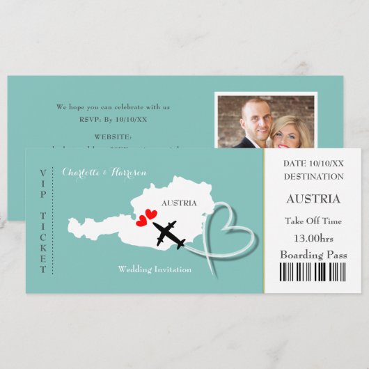 Ticket instapkaart Bestemming Oostenrijk Foto Kaart (Voorkant / Achterkant)