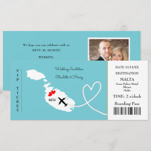 Ticket Instapkaart Huwelijk Bestemming Malta Kaart