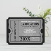 Ticket Invitation Black and Grey Afstuderen Kaart (Staand voorkant)