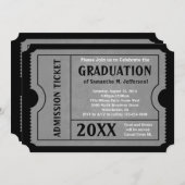 Ticket Invitation Black and Grey Afstuderen Kaart (Voorkant / Achterkant)